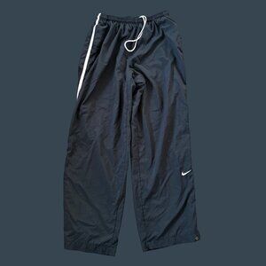 Nike Team Black Athletic Track Pants With White Stripe & Swoosh Logo XL Elastic